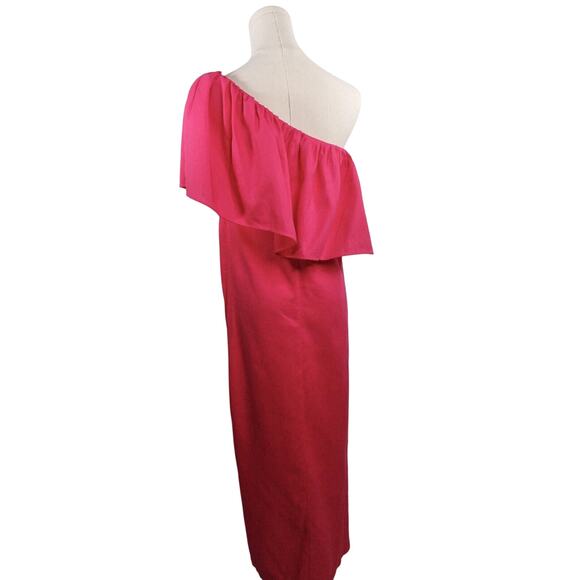 Tuckernuck Pomander Place Florencia One Shoulder Pink Maxi Dress Ruffle XS NWOT - Picture 4 of 12
